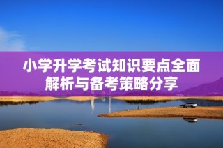 小学升学考试知识要点全面解析与备考策略分享