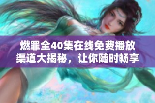 燃罪全40集在线免费播放渠道大揭秘，让你随时畅享精彩剧情