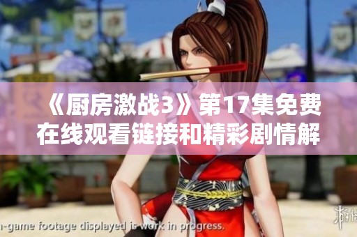 《厨房激战3》第17集免费在线观看链接和精彩剧情解析所在