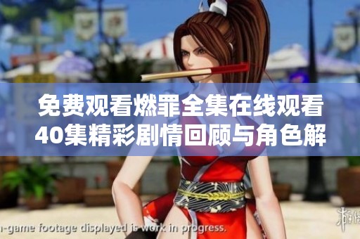 免费观看燃罪全集在线观看40集精彩剧情回顾与角色解析